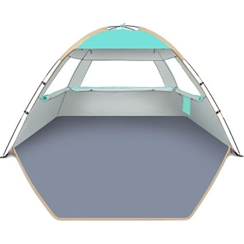 Gorich Beach Tent Sun Shelter for 3/4/6/8/10 Person with UPF 50＋ UV Protection, Lightweight & Easy Setup Beach Shade Canopy, Portable Beach Shade Tent Beach Cabana