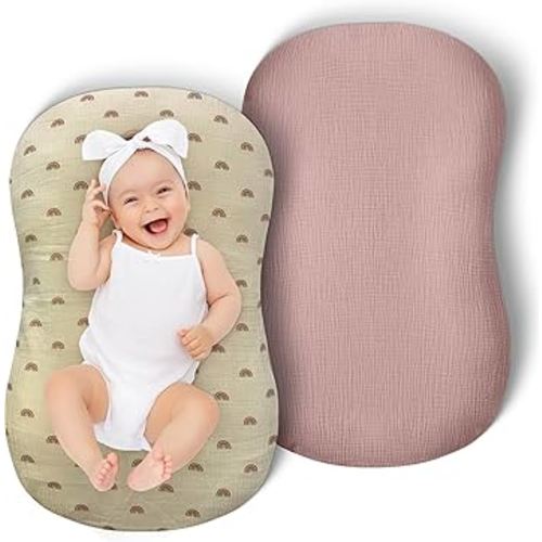 Baby Lounger Pillow, Snuggle me Lounger, Baby Lounger Pillow for Newborn, Snuggle me Organic, Baby co Portable, Newborn Pillow, Baby Pillow (2 Lounger Cover Included) (Rose)