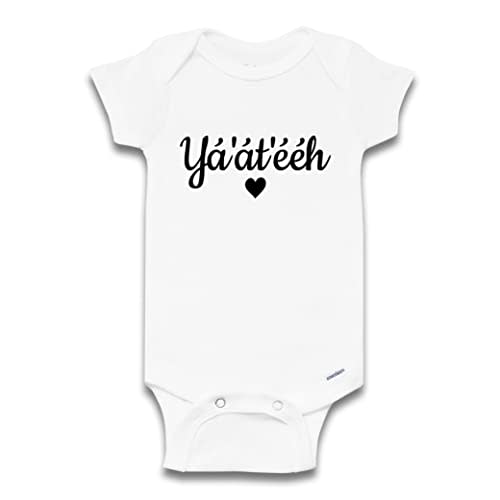 Navajo Baby Bodysuit, ["Hello" in Navajo], Yá’át’ééh Baby Outfit, Navajo Pregnancy Announcement Bodysuit, Navajo Native American Themed Baby Gift, Size 0-3 Months