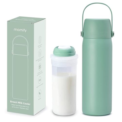 36-Hour Portable Breastmilk Storage Bottle, 20oz Vacuum Insulated Stainless Steel Breast Milk Cooler Bottle, TSA Approved Breast Milk Chiller for New Moms, Outdoor, Travel, Office​ - Green