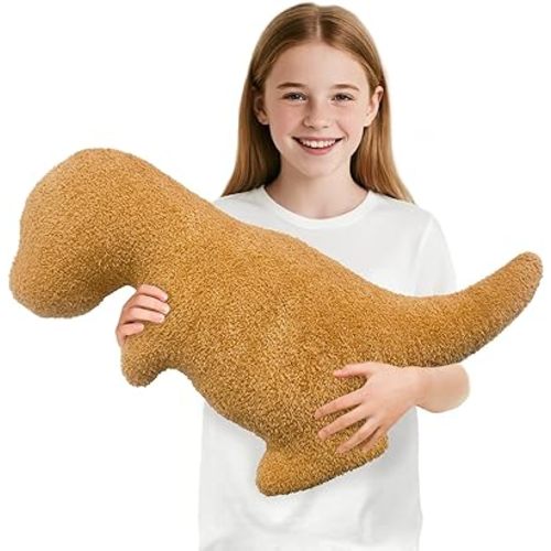 Dino Nuggets Pillow Plush, Dinosaur Chicken Plush Nuggets Pillow for Funny Birthday Gifts, Funny Stuffed Animals for Boyfriend Girlfriend, Dinosaur Gifts for Adults Teens and Kids(Tyran Rex, Large)