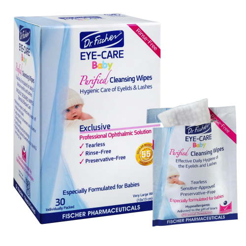 Dr. Fischer Baby Eyelid Wipes. Tear Free Hypoallergenic & Sensitive Approved