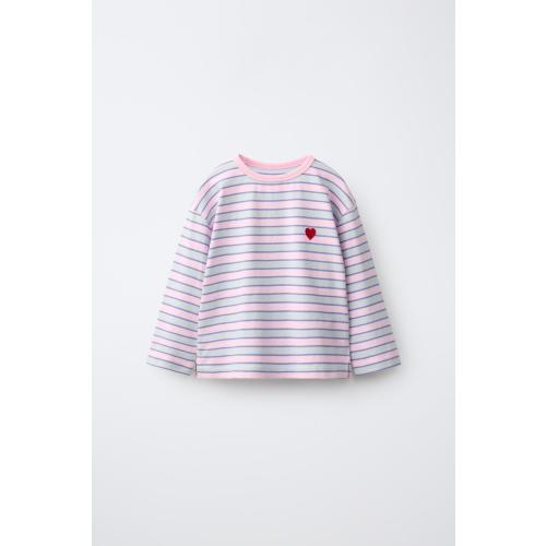 STRIPED HEART T-SHIRT - Pink | ZARA United States