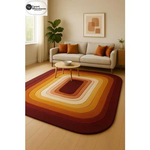 Handmade Geometric Wool Rug: Retro Mid Century Modern Carpet