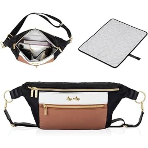 Itzy Ritzy Adjustable Strap-Wear as a Crossbody, Belt Shoulder Bag, Coffee & Cream, Small