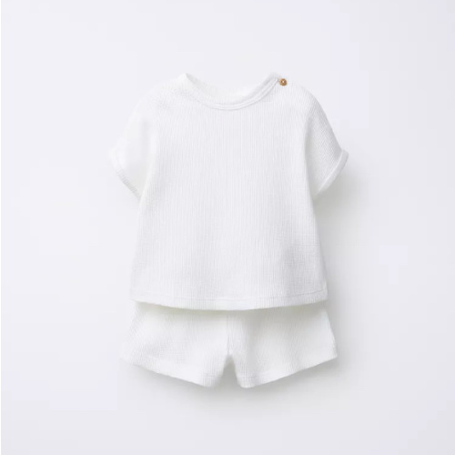 PLAIN WAFFLE T-SHIRT AND BERMUDA SET - Oyster-white | ZARA United States