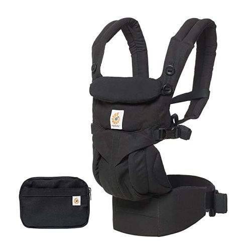Ergobaby Omni 360 All-Position Baby Carrier for Newborn to Toddler with Lumbar Support (7-45 Pounds), Pure Black, 1 Count (Pack of 1) - Premium Cotton