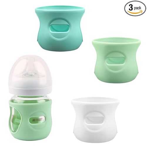 3 Pack Silicone Sleeves for Avent Natural Glass Baby Bottles, Anti Breakage Baby Bottle Holder, Compatible Philips Avent Glass Natural Baby Bottle 4 oz, BPA Free