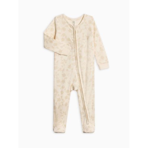Aria Floral / Beige Newborn - Peyton Zipper Sleeper