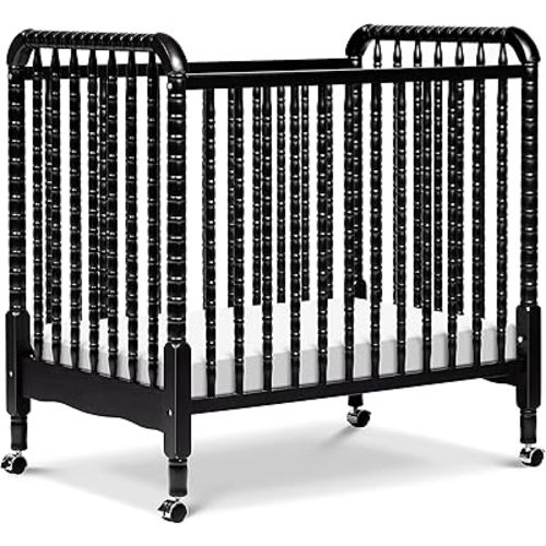 DaVinci Jenny Lind 3-in-1 Convertible Mini Crib in Ebony, Removable Wheels, Greenguard Gold Certified