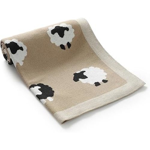 Neiwech Baby Swaddle Blanket Boy Girl Cotton Knit Soft Cozy Lightweight Receiving Crib Stroller Nursery Blankets for Newborn Infants Toddlers Khaki