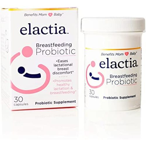 Elactia Breastfeeding Probiotic | Lactation Supplements | Newborn Essentials and Probiotics for Both Mom & Baby | Daily Supplement for Healthy Lactation | 30 Count | Breastfeed Happy