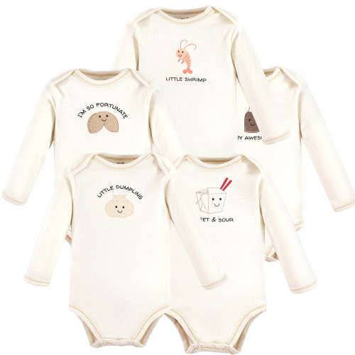 Luvable Friends Touched by Nature Long-Sleeve Bodysuits 5pk, Cookie, Newborn