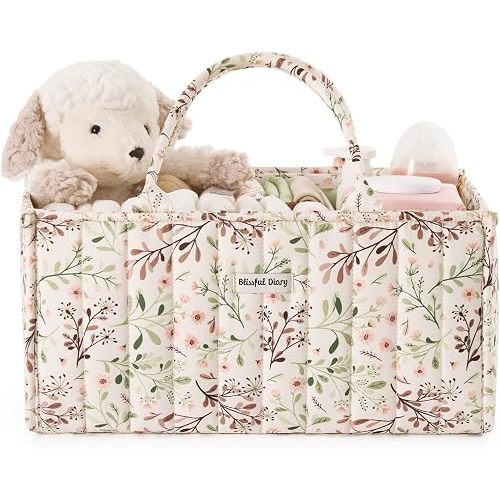 Blissful Diary Floral Diaper Caddy Organizer Storage Basket, Pastoral Daisy