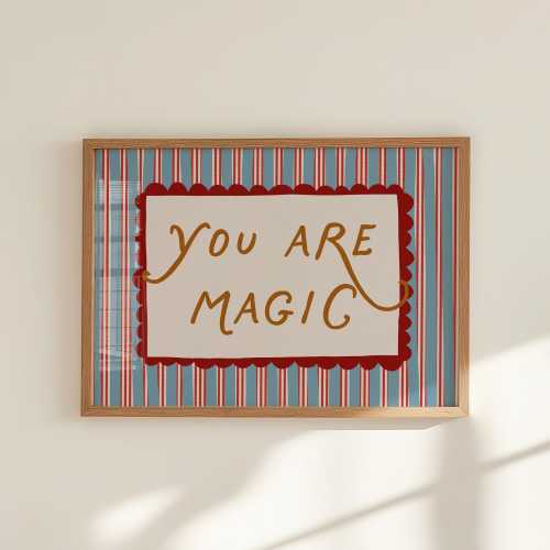 You are magic Poster - Red and Blue Striped Kids Room Decor (Digital Download)