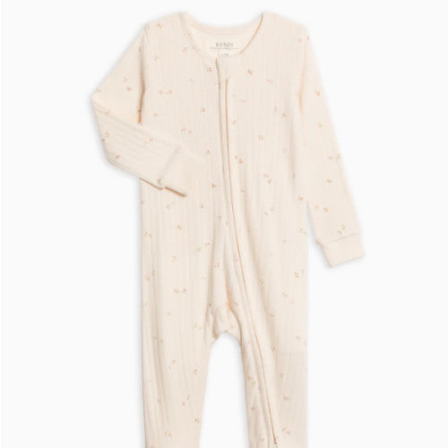 Maya Brushed Back Pointelle Footed Zipper Sleeper