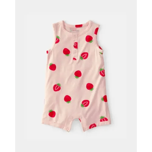 Baby Girl Strawberry PurelySoft Romper - Pink | Carter's