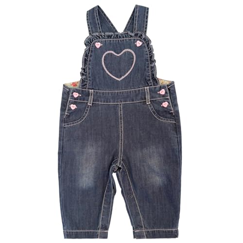 Peacolate 3Months-3Years Baby Girls Denim Overalls Embroidery Butterfly Bib Pants Jeans Jumpsuit