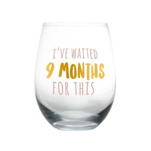 Pearhead Wine Glass - I've Waited 9 Months for This Motherhood - 16oz: Stemless Glass, Service For 1