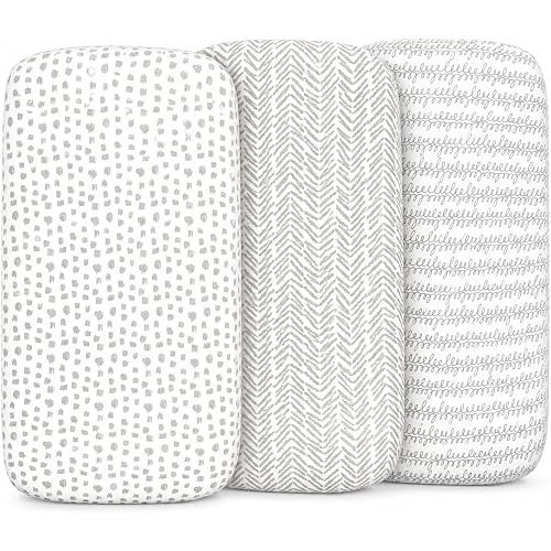 Bublo Baby Organic Bassinet Sheets 3 Pack, 33x17 Fitted Sheet for Boys & Girls, Soft 100% Jersey Cotton, Universal Fit for Halo Bassinest, Baby Delight, Graco, Oval & Rectangle Mattress