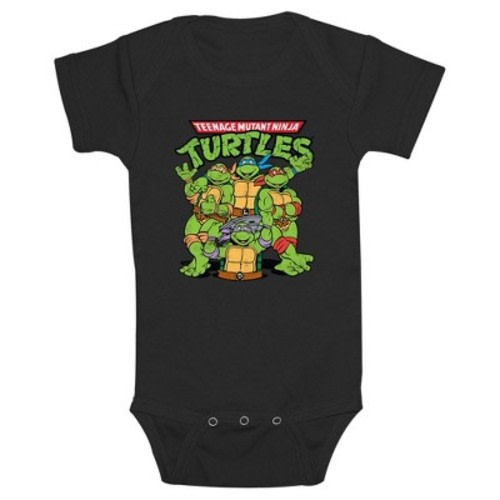 Infant's Teenage Mutant Ninja Turtles Group Shot Original Logo  Bodysuit - Black - 6 Months