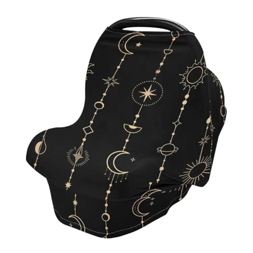 Sun Moon Stars　Nursing Cover Breastfeeding Scarf, Car Seat Covers for Babies Infant Stretchy Soft Breathable Multi-Use Cover Ups, Gift for Boys Girls