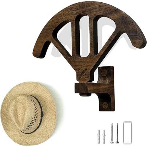 Cowboy Hat Rack for Wall Walnut Hat Hooks Cowboy Hat Holder Wooden Decor Rustic Hat Hanger for Storage Closet Bedroom Living Room Rust Western and Unique Gifts