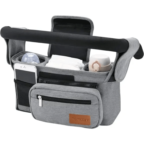 Momcozy Universal Stroller Organizer with Insulated Cup Holder Detachable Phone Bag & Shoulder Strap, Fits for Stroller Like Uppababy, Baby Jogger, Britax, BOB, Umbrella and Pet Stroller