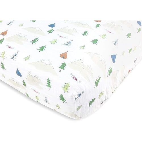 Amazing Baby Cotton Muslin Fitted Crib Sheet, Outdoor Adventure