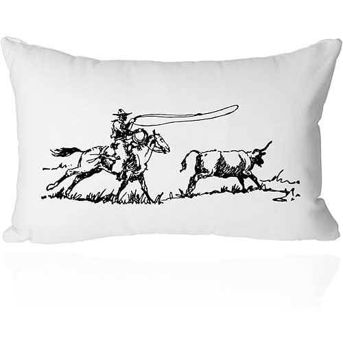 Western Pillows Covers 12x20 Inch - Rodeo Cowboy Themed Throw Pillowcase, Durable Decorative Cushion Cover for Rustic Home Decor, Living Room, and Bedroom Accessories