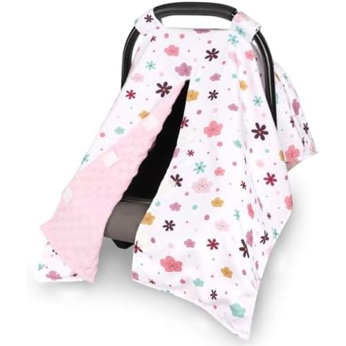 Car Seat Cover for Baby, Infant Carseat Cover with Peekaboo Opening Design Car Seat Canopy Cover, Nursing Cover for Baby Boys Girls (Floral)