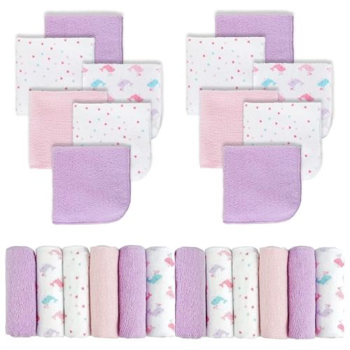 Viviland Baby Washcloths, Soft 24 Pack Baby Wash Cloths Unisex for Boys Girls, Super Absorbent Baby Face Towel Gentle on Sensitive Skin, Wash Clothes for Baby Face & Body, 9''x 9''