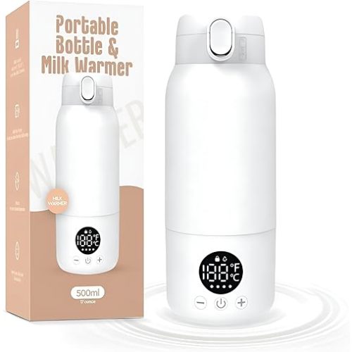 Portable Milk & Bottle Warmer for Baby – Large 17Oz Capacity, Quick Heating Water & Formula Warmer, Perfect for Breastmilk & Family Trips