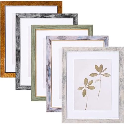 Fixwal 8x10 Picture Frame Set of 5, Vintage Photo Frame, Rustic Retro Picture Frame with Tempered Glass, Decorative Art on Walls and Tabletop Placement