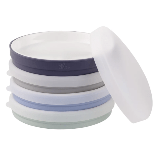 7.8"/20cm Porcelain Plate Non-Divided with Silicone Sleeves + Lids