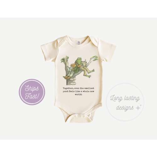Frog and Toad Newborn Baby Onesie, White Bodysuit for Unisex Cute Babies, Stylish and Comfortable | Perfect Baby Shower Gift
