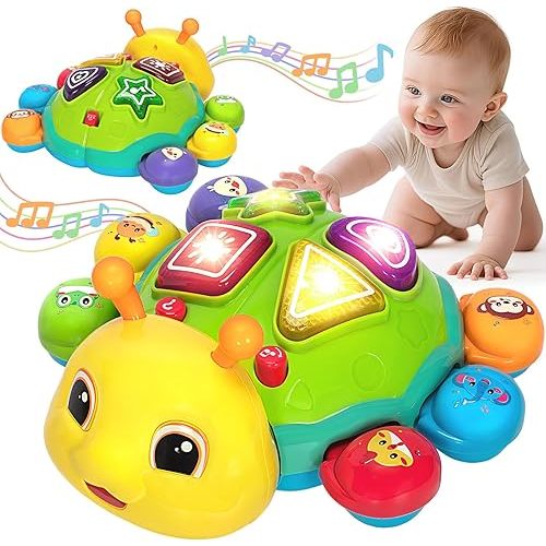 Baby Crawling Toys for 6-12 Months, Musical Toys for Infants 7 8 9 10 11 Months, Early Learning Educational Toy with Light Sound, Tummy Time Development Toys, Christmas Birthday Gifts for 1 Year Old