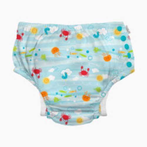 GREEN SPROUTS Eco Snap Swim Diaper - Light Aqua Sea Friends, 6 Months