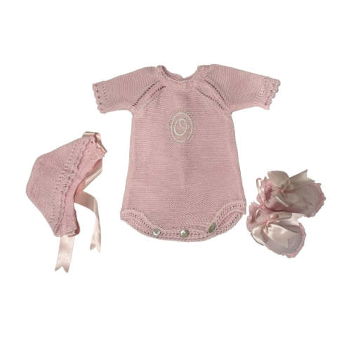 Light Pink 3 Piece Knitted Romper Set For Baby – Piccoli & Co ®