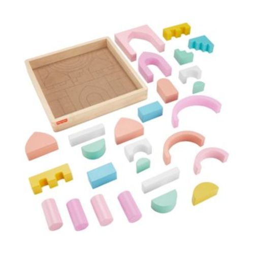 Toddler Toy Castle Block Set, 28 Wood Pieces