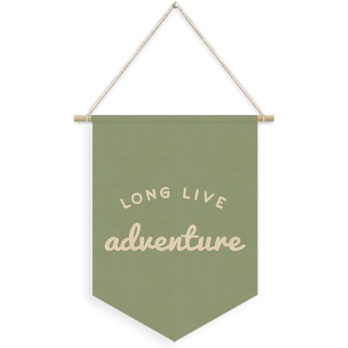 Sage Green Playroom Decor,Boy Nursery Decor,Long Live Adventure Linen Pennant Banner,Camper Decor Wall Hanging for Toddler Decorations,Boy Room,Nursery,Playroom