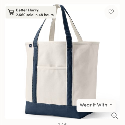 Medium 5 Pocket Open Top Canvas Tote Bag | Lands' End