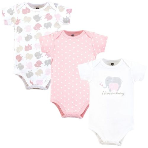 Hudson Baby Infant Girl Cotton Bodysuits, Multi Color Mommy Elephant, Newborn