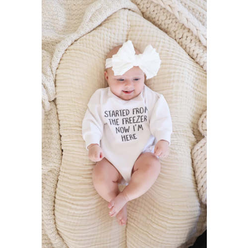 Started From The Freezer Graphic Sweatshirt Bubble Romper | White