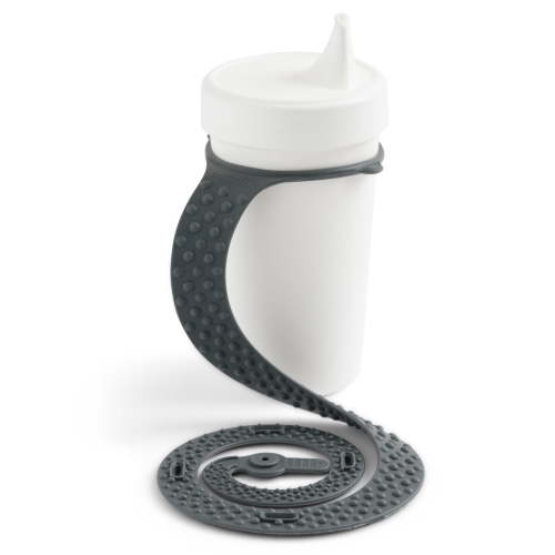 BooginHead Silicone SippiGrip Sippy Cup Holder, Infant Toddler Boys and Girls, Charcoal Gray