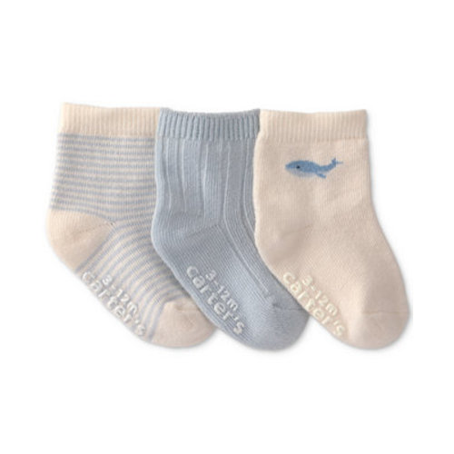 Baby Boys' Whale Ankle Socks, 3-Pack
