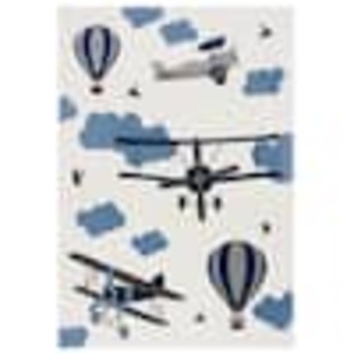 SAFAVIEH Carousel Kids 7 ft. x 9 ft. Ivory/Blue Helicopter Area Rug CRK137A-6