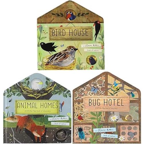 A Clover Robin Book of Nature Series 3 Books lift-the-flap Collection Set (Animal Homes, Bird House & Bug Hotel) Board book – January 1, 2021
