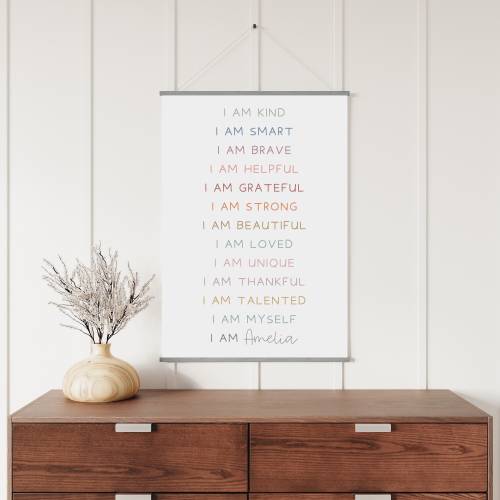 Personalized Affirmations Canvas Wall Hanging: Kids Room Decor