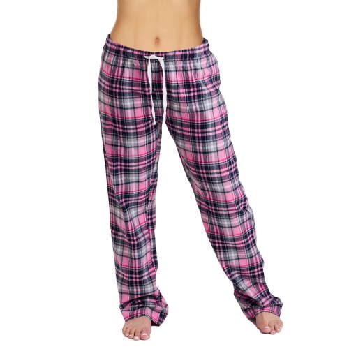 Active Club Cotton-Blend Flannel Pajama Pants for Women, Flannel Plaid PJ Pants for Women for Sleep and Lounge, Womens PJ Bottoms (Pink White, Large)